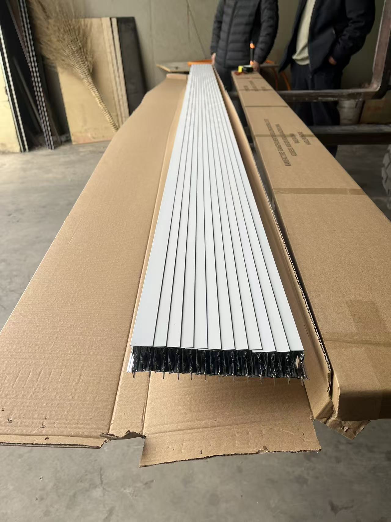 Painted ceiling keel profile measured for a drywall system